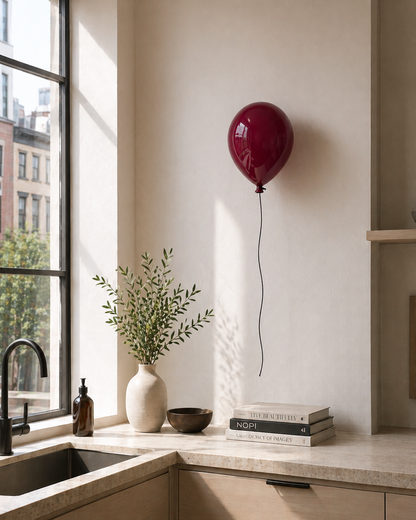 Merlot Glossy Ceramic Balloon Sculpture