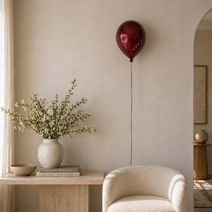 Red Wine Ceramic Balloon Sculpture in Metallic finish