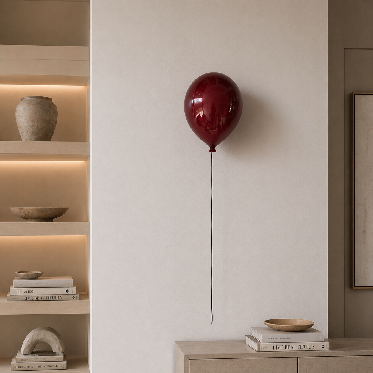 Red Wine Ceramic Balloon Sculpture in Metallic finish