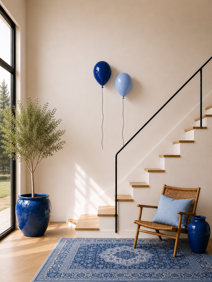 Sky Blue Glossy Ceramic Balloon Sculpture