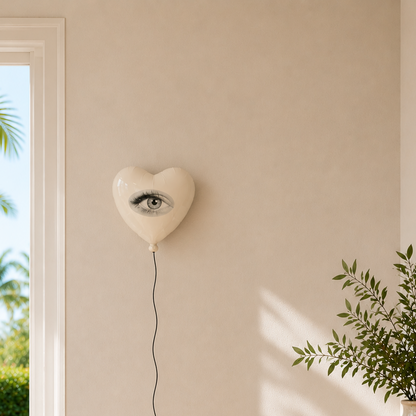 Good Eye Glossy Ceramic Heart Balloon Sculpture