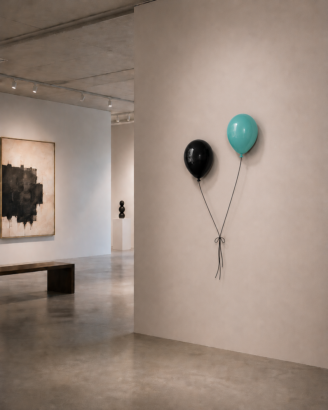 Black Glossy Ceramic Ceiling Balloon Sculpture