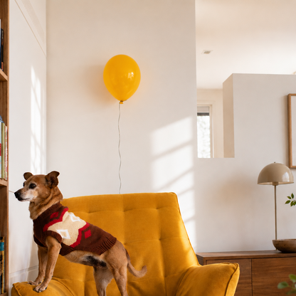 Yellow Glossy Ceramic Balloon Sculpture
