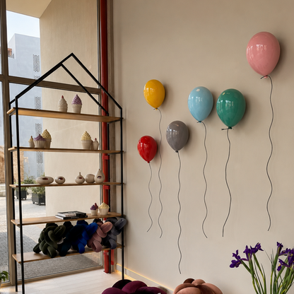 Sky Blue Glossy Ceramic Balloon Sculpture