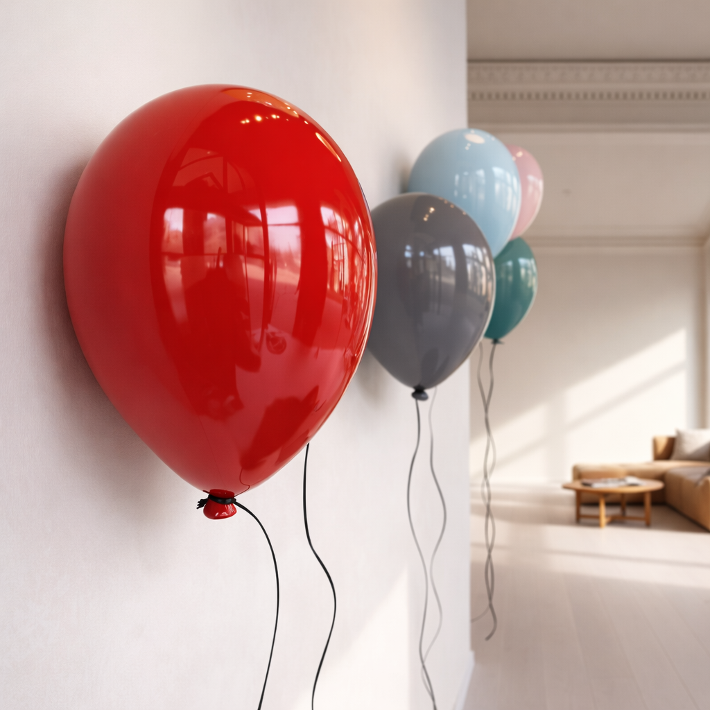 Sky Blue Glossy Ceramic Balloon Sculpture