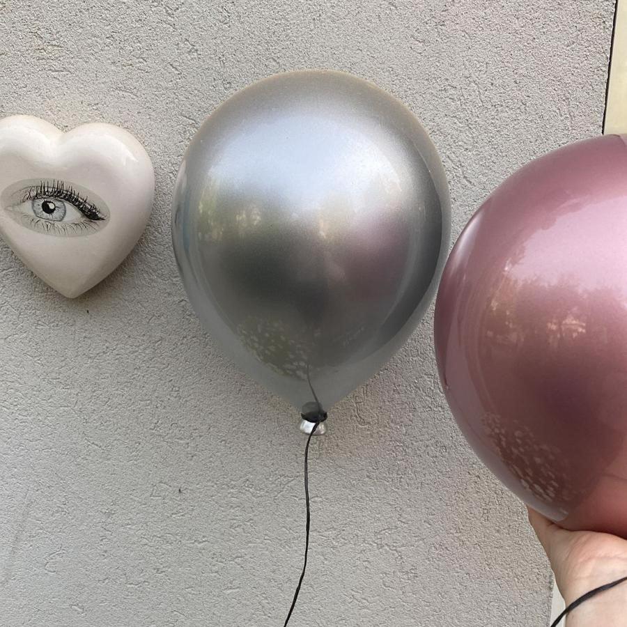 Silver Metallic Ceramic Balloon Sculpture