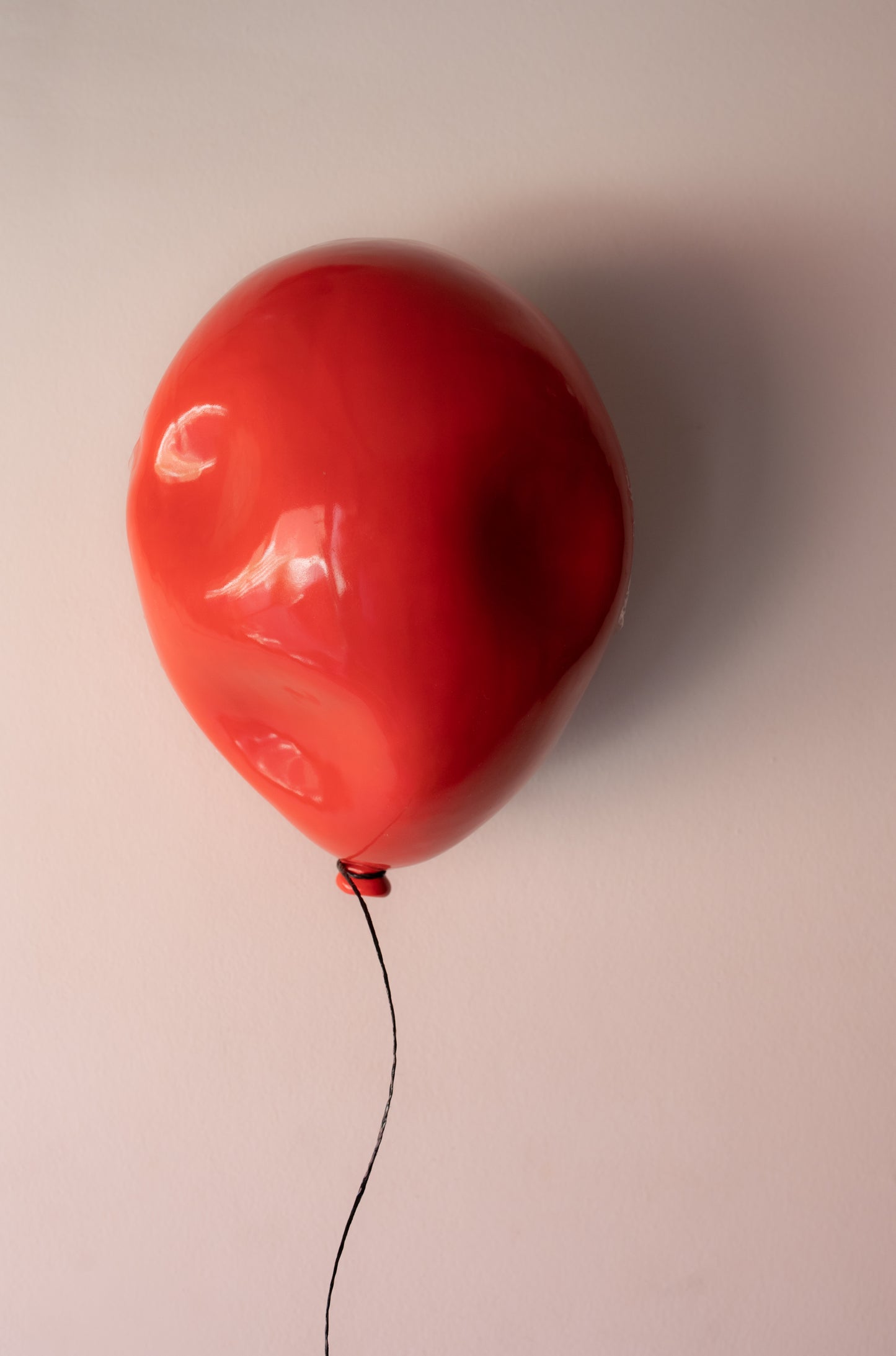 Red Glossy Deflated Ceramic Balloon Sculpture