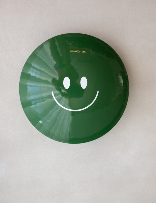 Forest Green Glossy Ceramic Smiley M&M