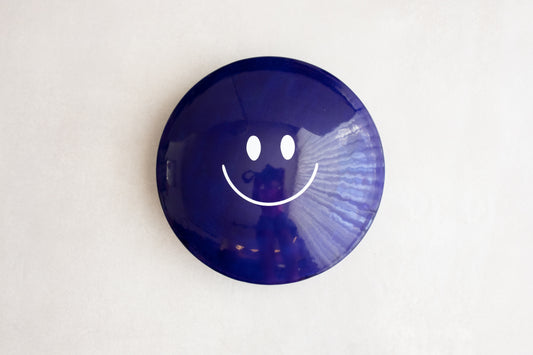 Navy Blue Glossy Ceramic Smiley M&M