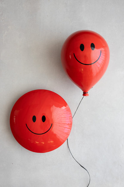 Red Glossy Ceramic Smiley M&M