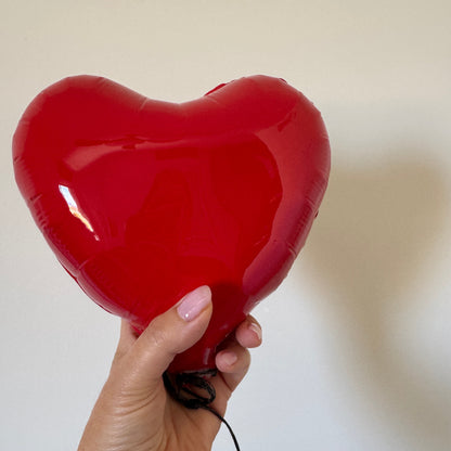 Red Glossy Ceramic Heart Balloon Sculpture