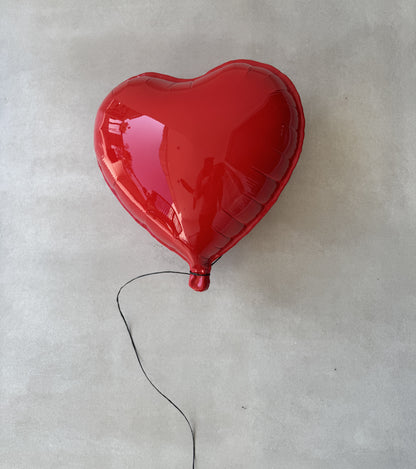 Red Grand Amor Glossy Ceramic Heart Balloon Sculpture