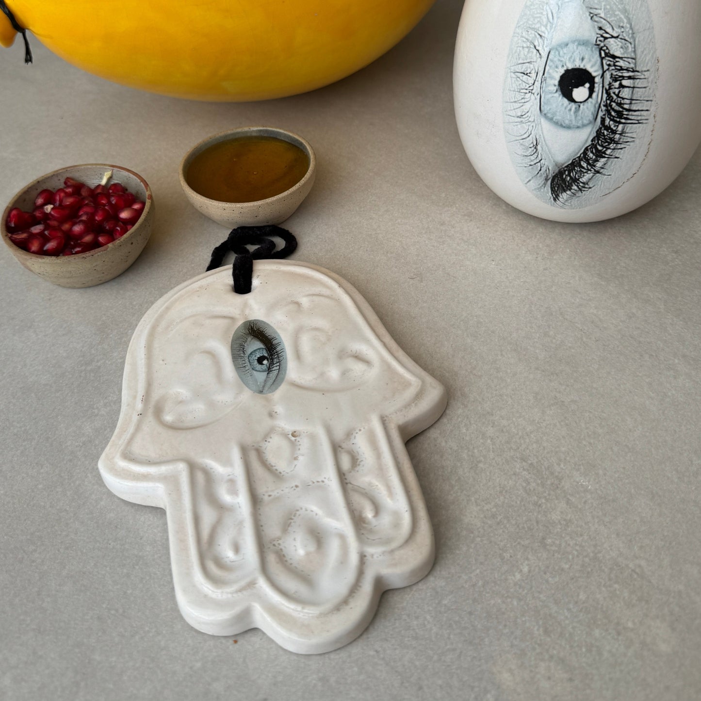 Ceramic Good Eye Hamsa Sculpture