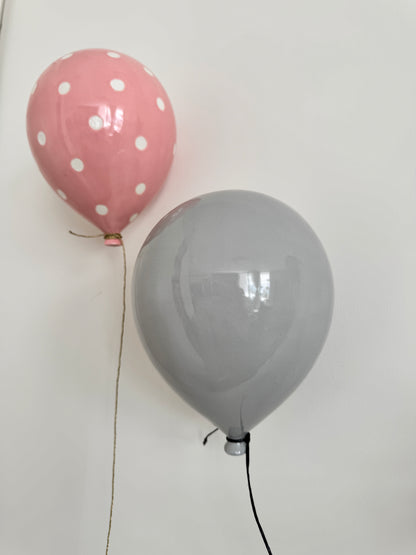 Concrete Grey Glossy Ceramic Balloon Sculpture