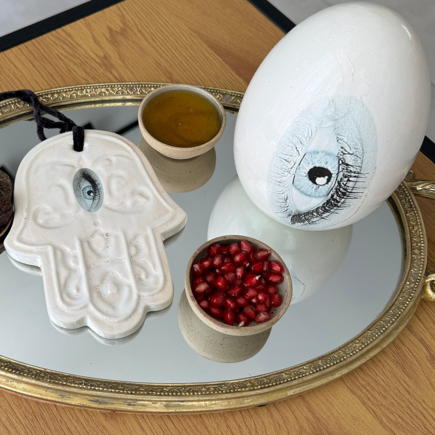 Ceramic Good Eye Hamsa Sculpture