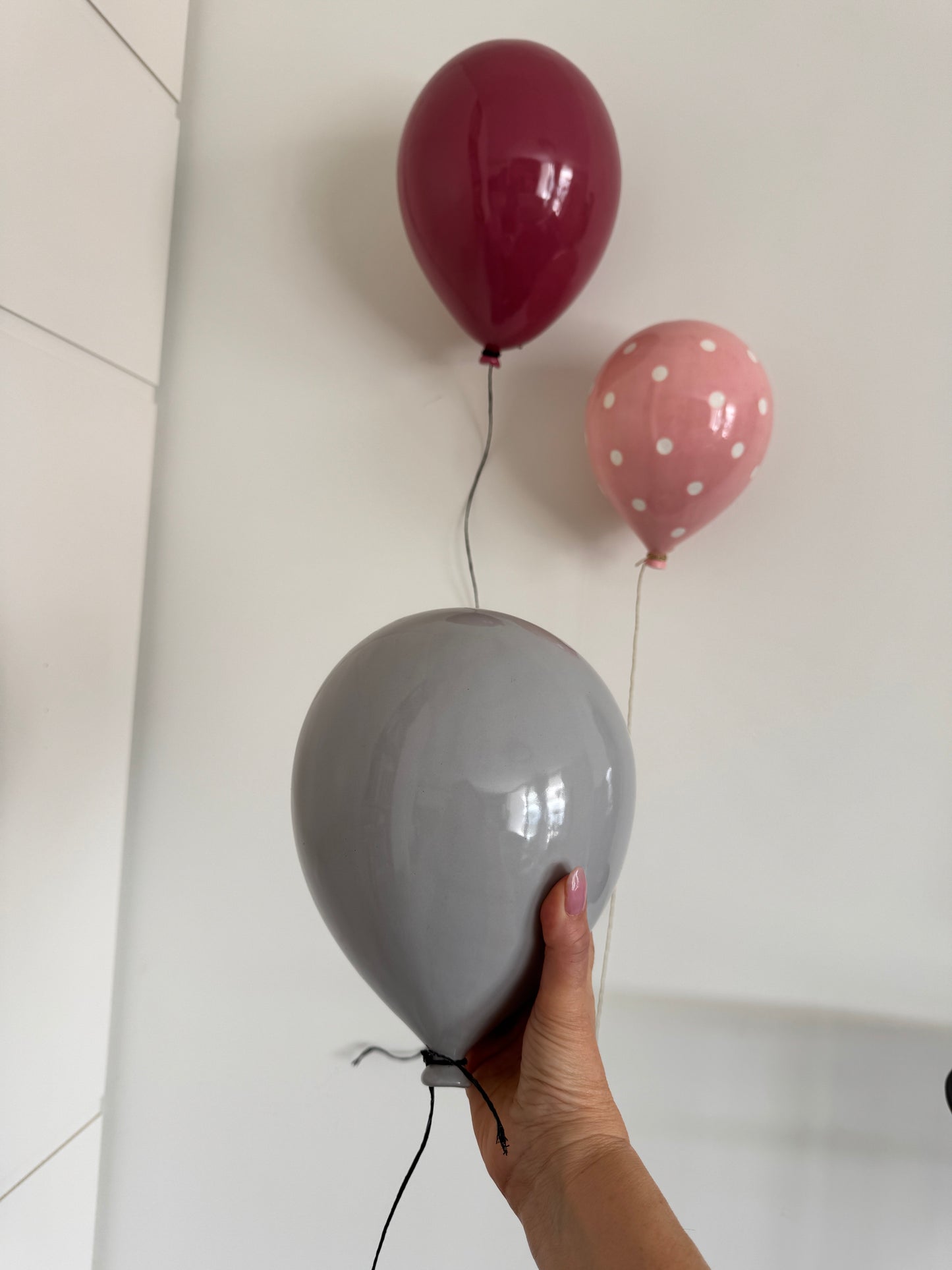 Concrete Grey Glossy Ceramic Balloon Sculpture