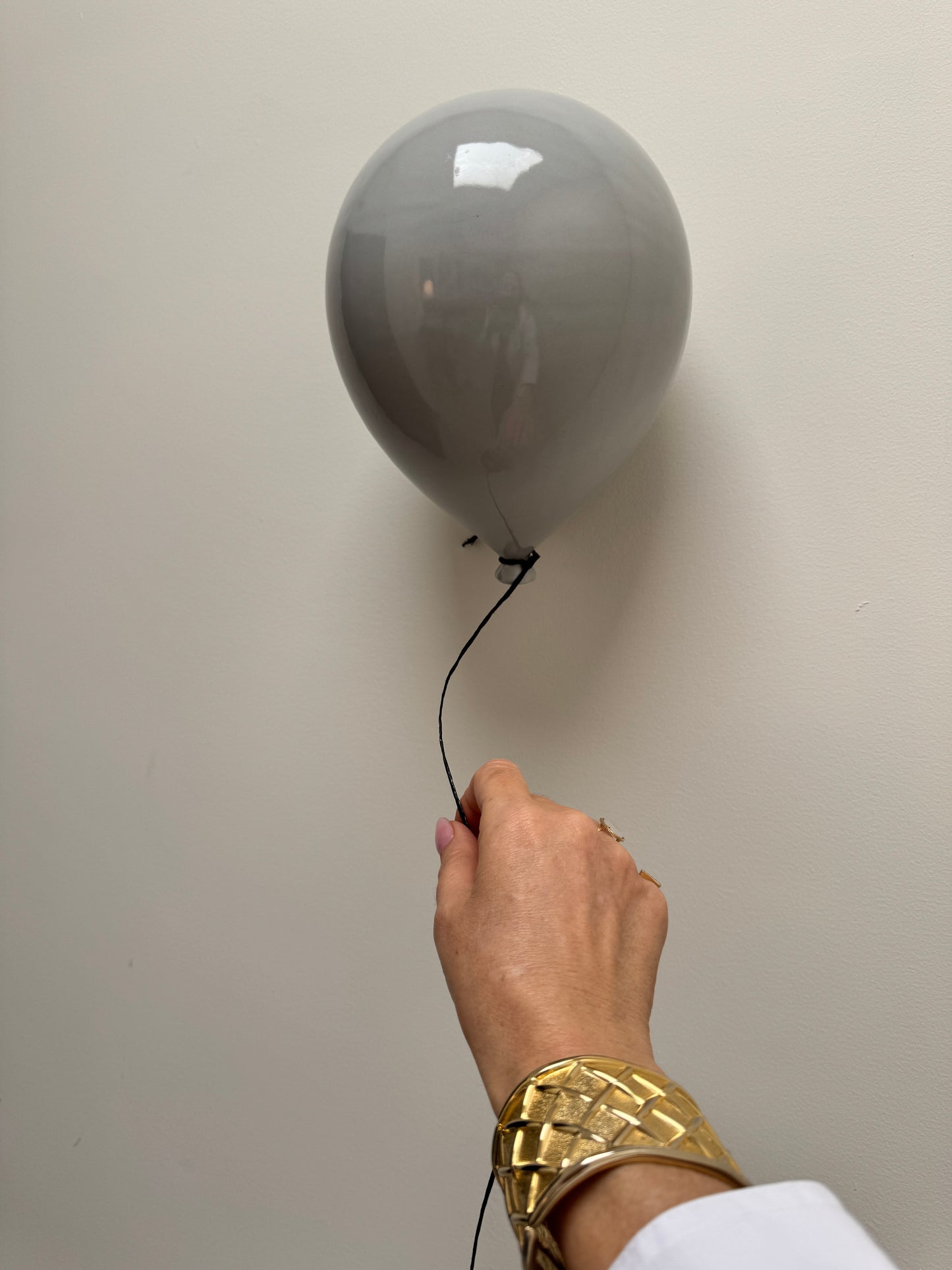 Concrete Grey Glossy Ceramic Balloon Sculpture