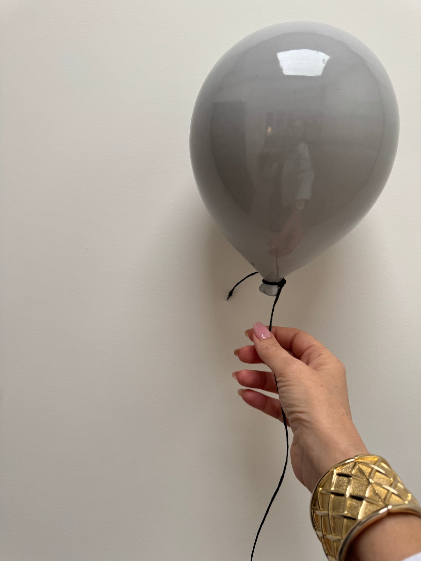 Concrete Grey Glossy Ceramic Balloon Sculpture