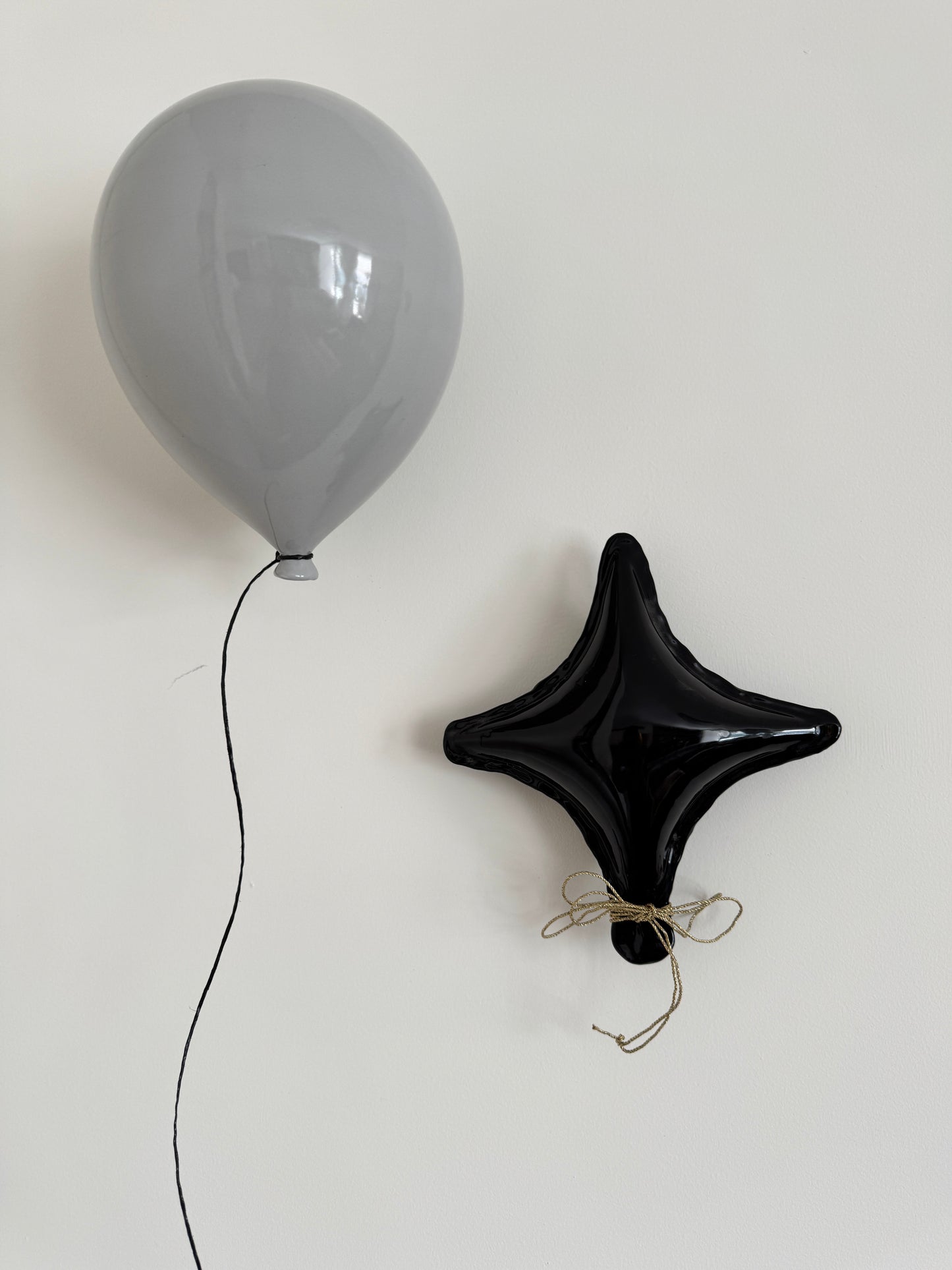 Concrete Grey Glossy Ceramic Balloon Sculpture
