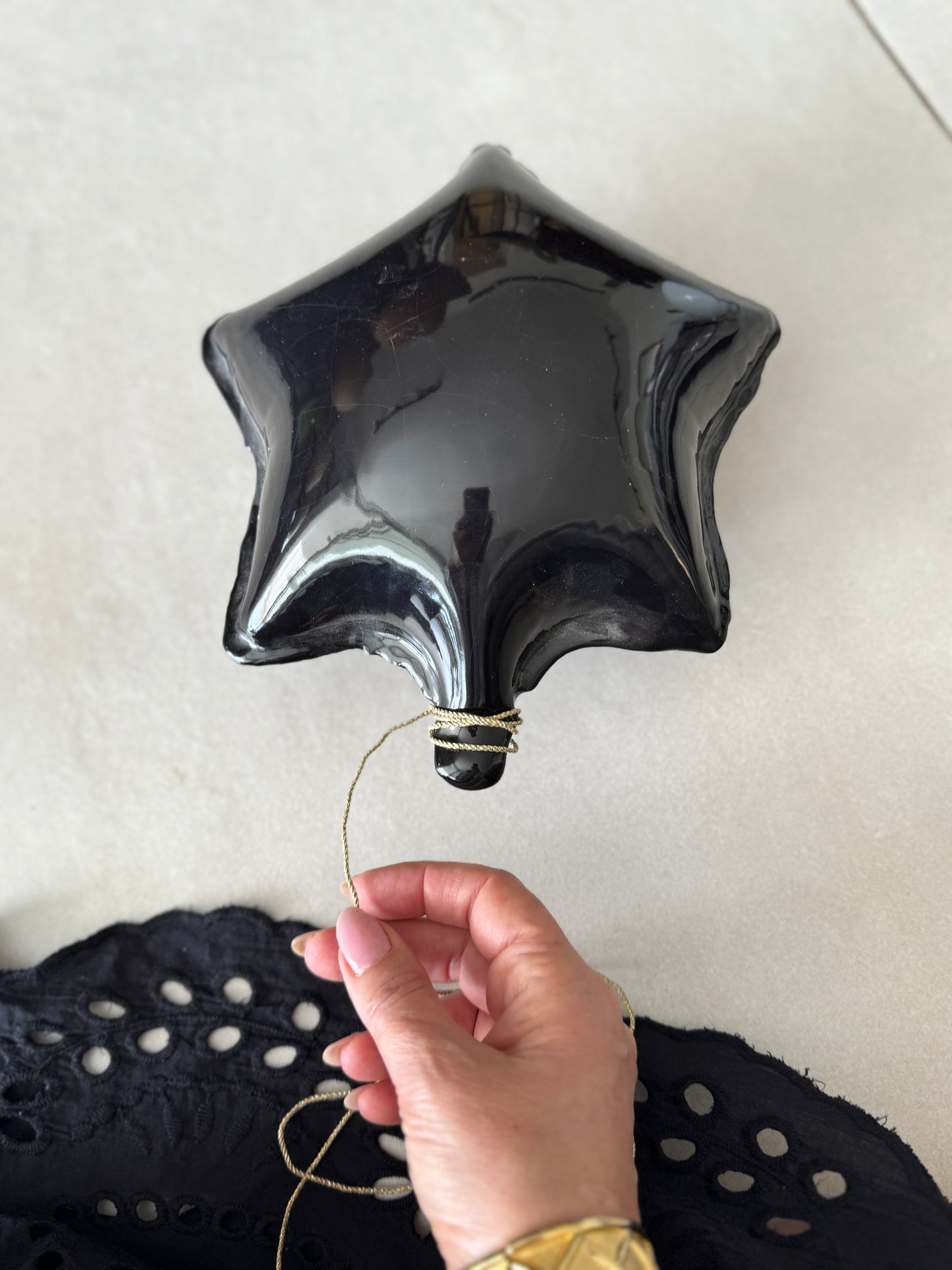 Black Star Ceramic Balloon Sculpture