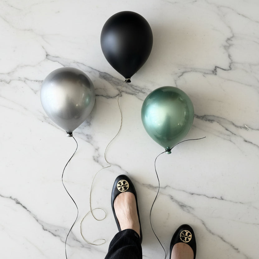 Silver Metallic Ceramic Balloon Sculpture