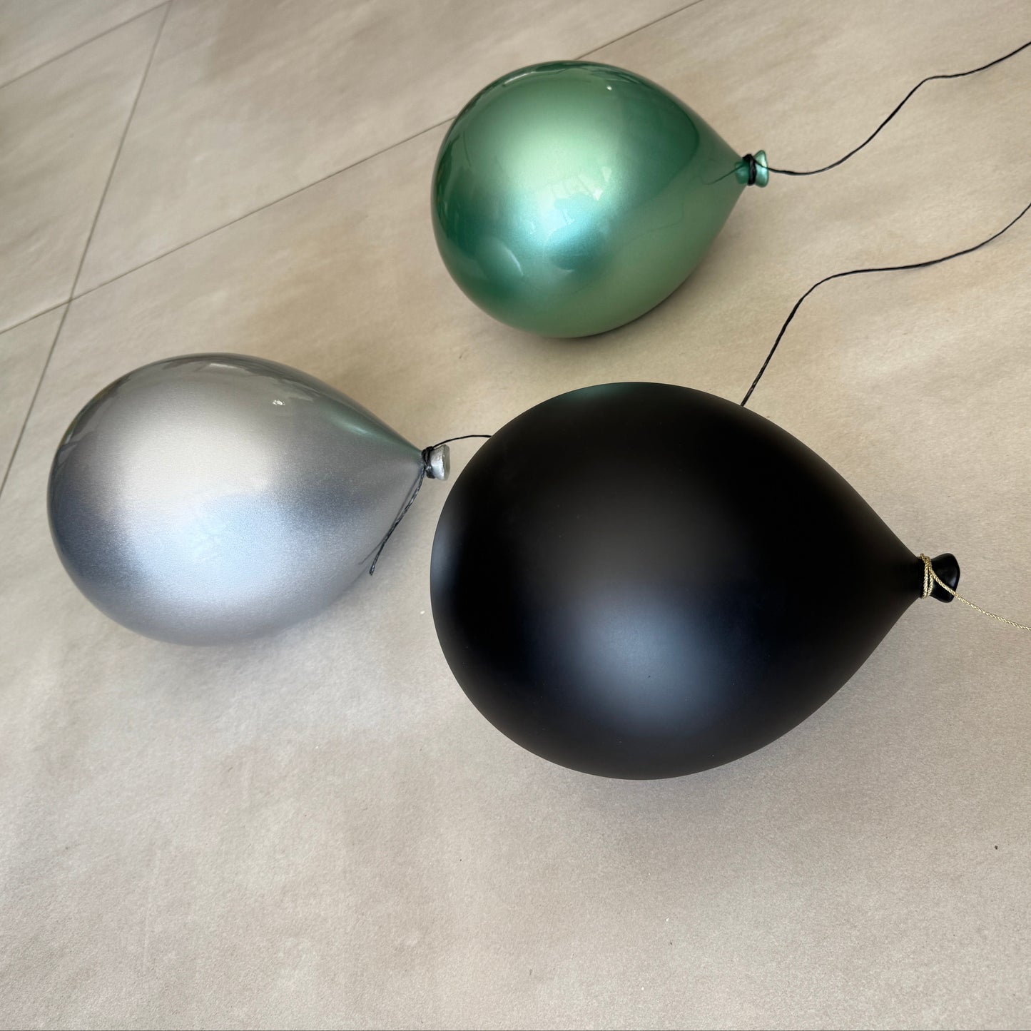 Silver Metallic Ceramic Balloon Sculpture