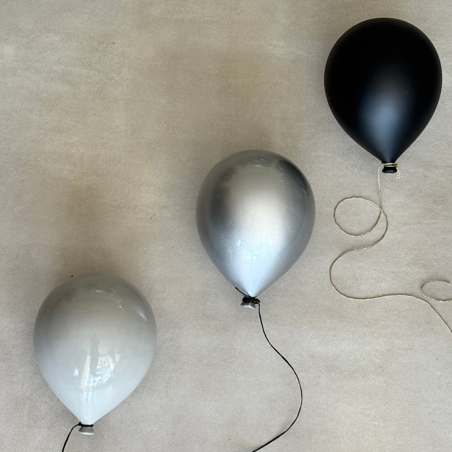 Silver Metallic Ceramic Balloon Sculpture