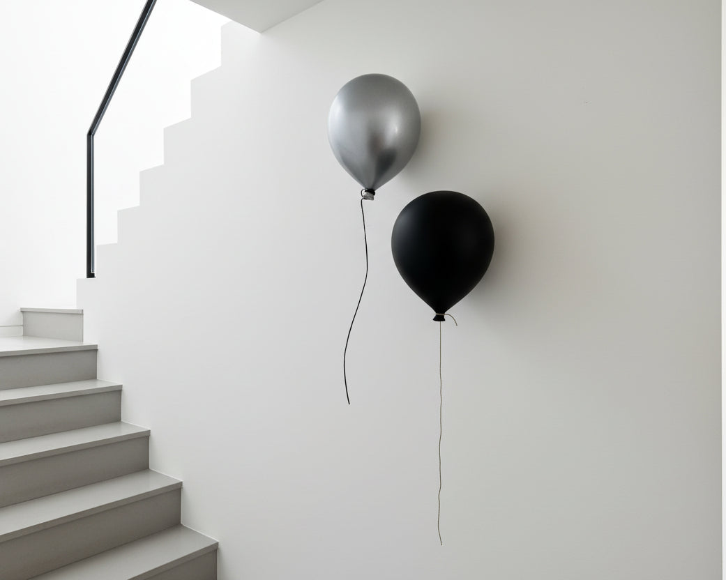 Silver Metallic Ceramic Balloon Sculpture