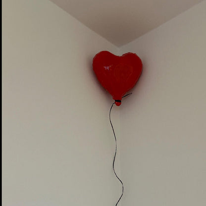 Red Glossy Ceramic Heart Balloon Sculpture