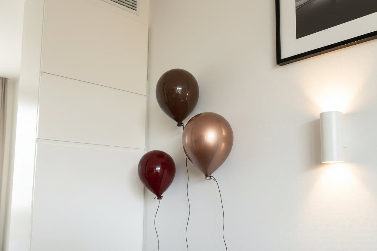 Set of 3 Balloon Sculptures - Merlot, Metallic Beige & Latte Brown