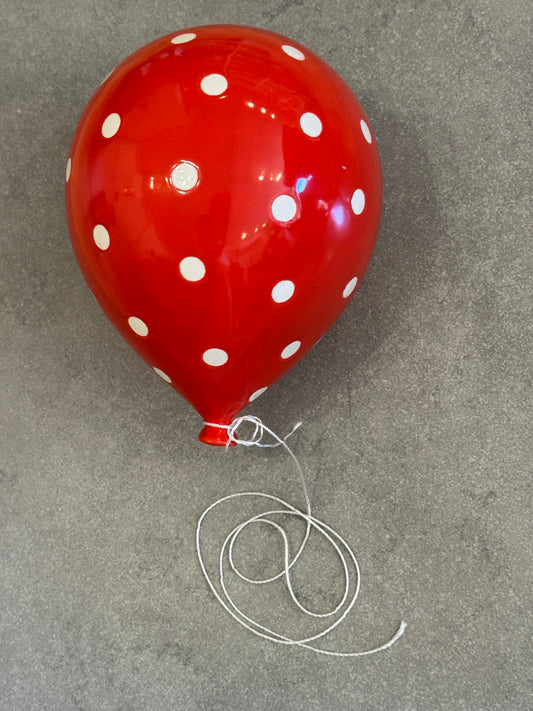Set of 2 Red Balloon Sculptures - Heart and polka dot