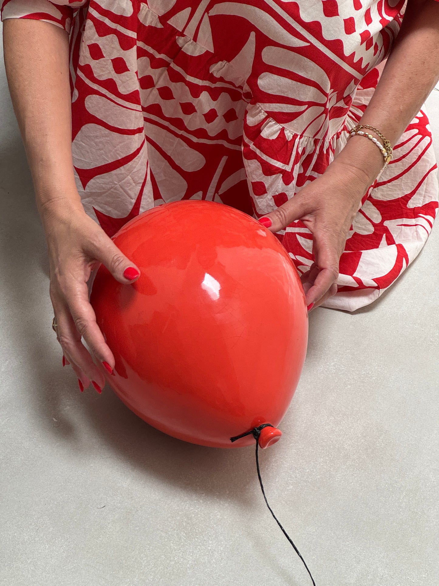 Red Glossy Ceramic Balloon Wall Sculpture