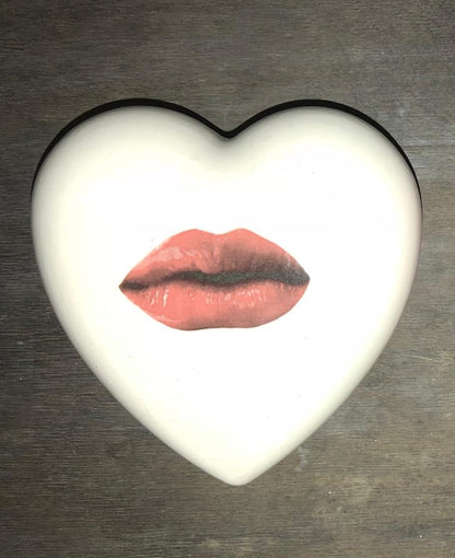 Ceramic Lips Heart Sculpture