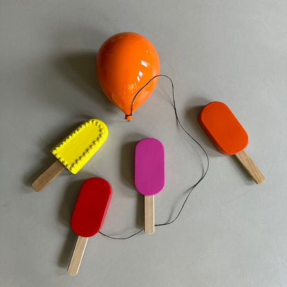 Set of 2 Metallic Ceramic Ice Pop Sculptures