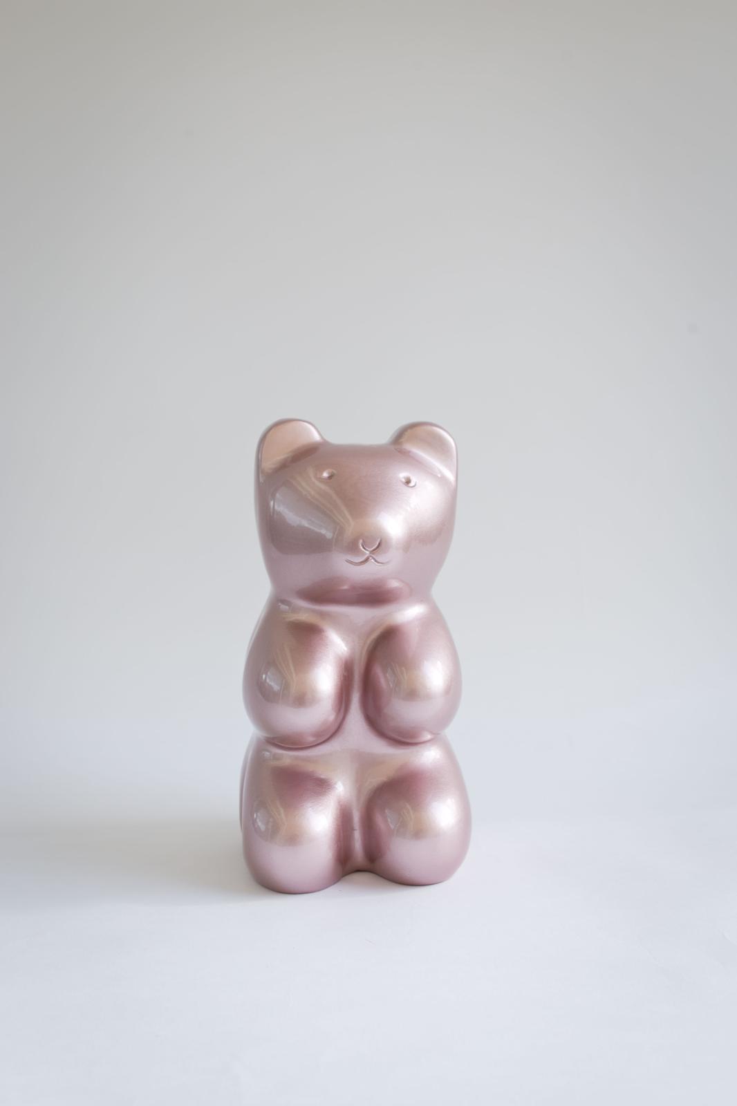 Metallic Pink Bear Sculpture