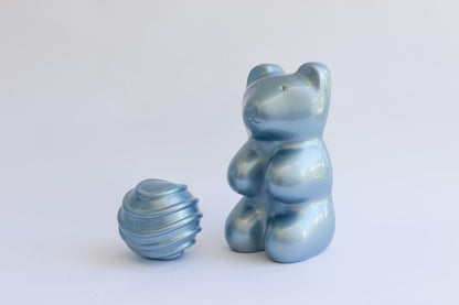 Metallic Blue Bear Sculpture