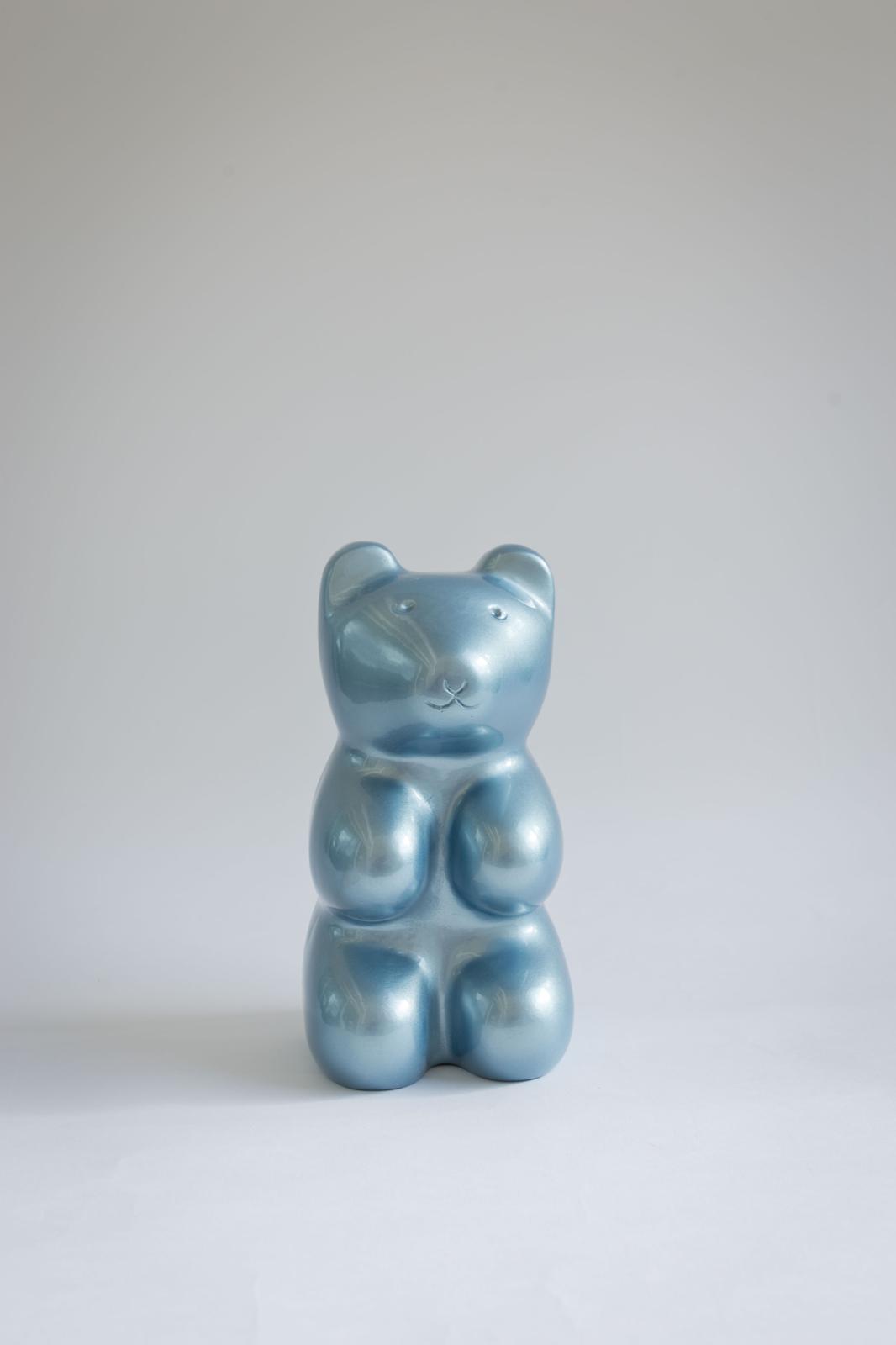 Metallic Blue Bear Sculpture