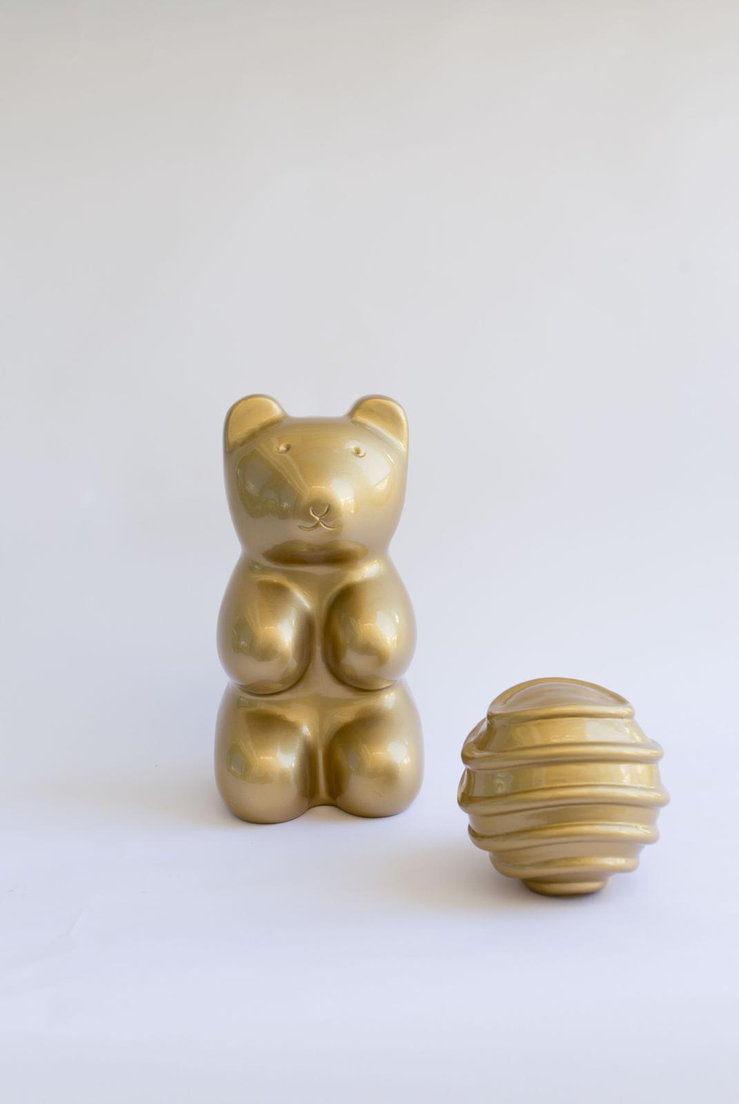 Metallic Gold Bear Sculpture