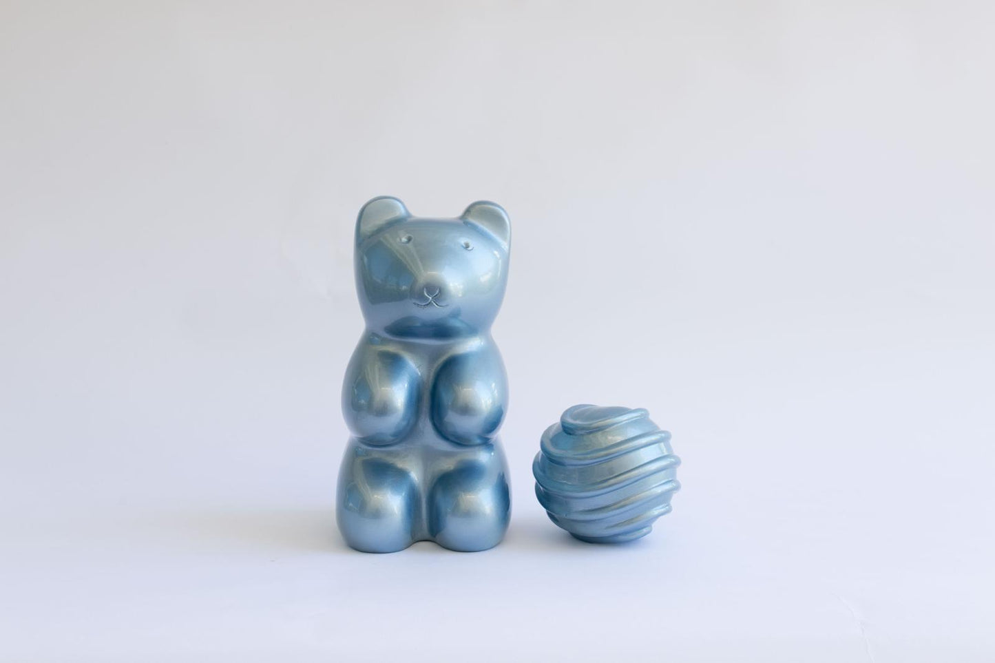 Metallic Blue Bear Sculpture