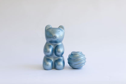 Metallic Blue Bear Sculpture