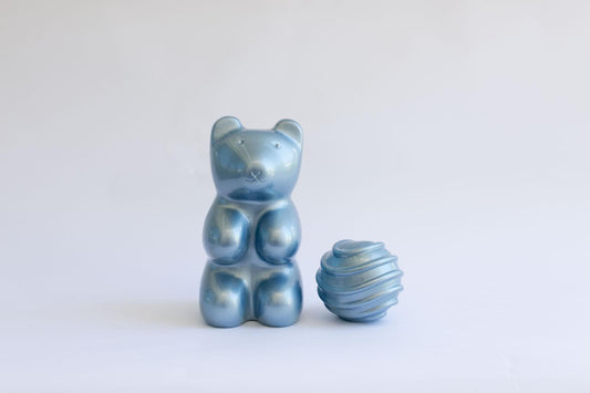 Metallic Blue Bear Sculpture