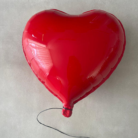 Red Glossy Large Ceramic Heart Balloon Sculpture