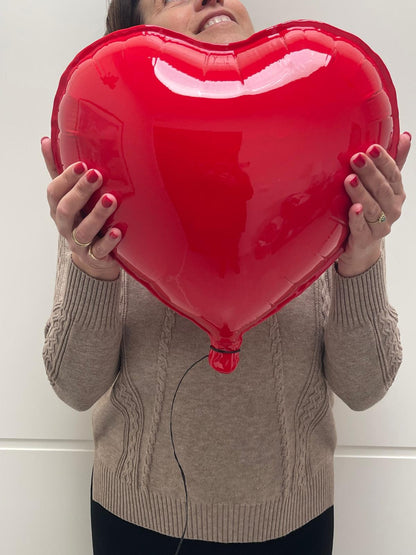 Red Grand Amor Glossy Ceramic Heart Balloon Sculpture