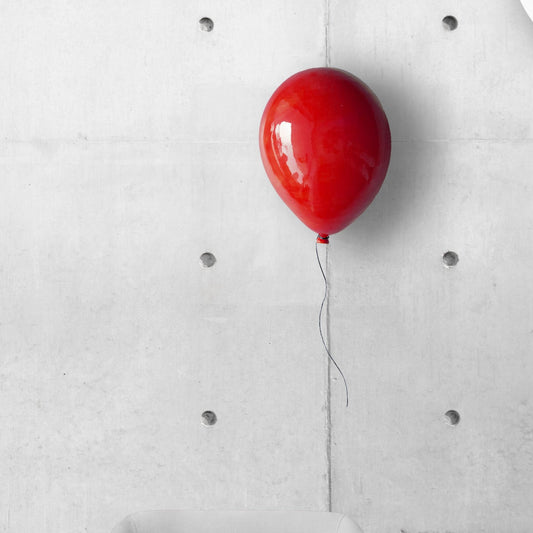 Red Glossy Ceramic Balloon Wall Sculpture