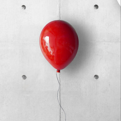 Red Glossy Ceramic Balloon Wall Sculpture
