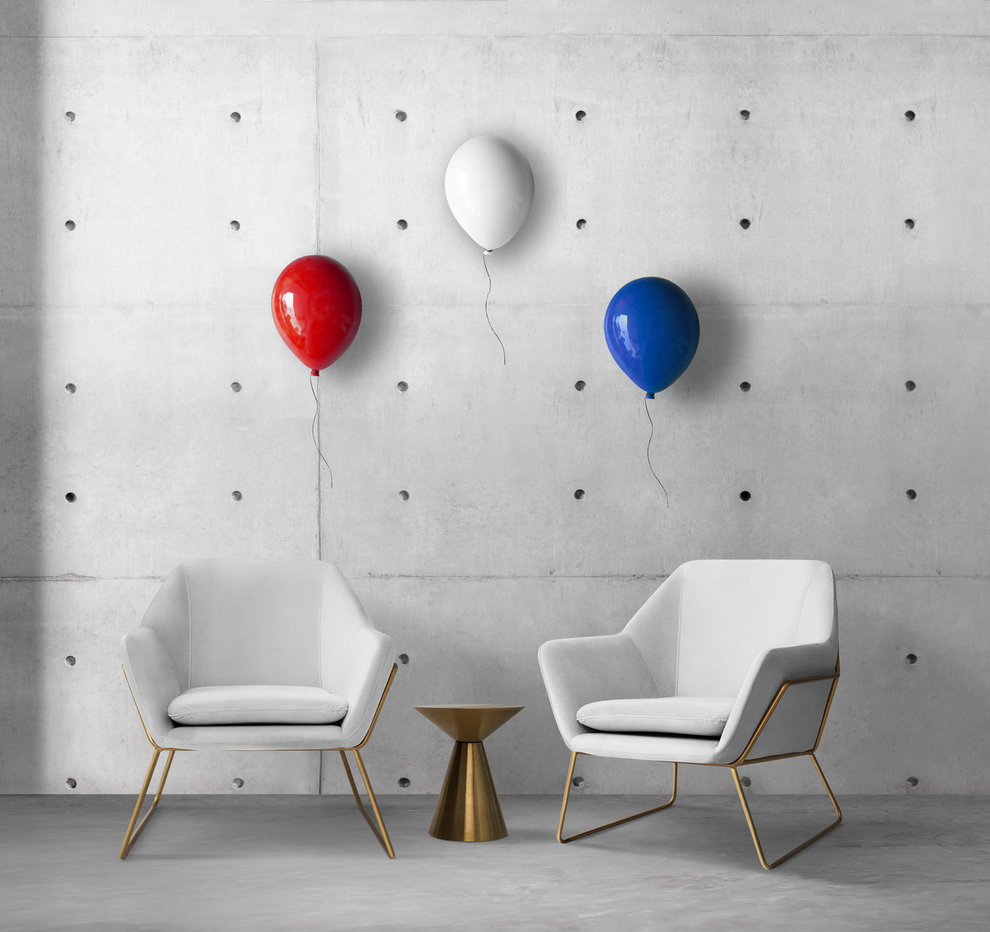 Red Glossy Ceramic Balloon Wall Sculpture