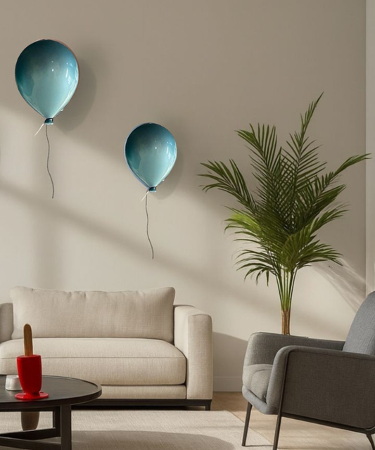 Icy Blue Metallic Ceramic Balloon Sculpture