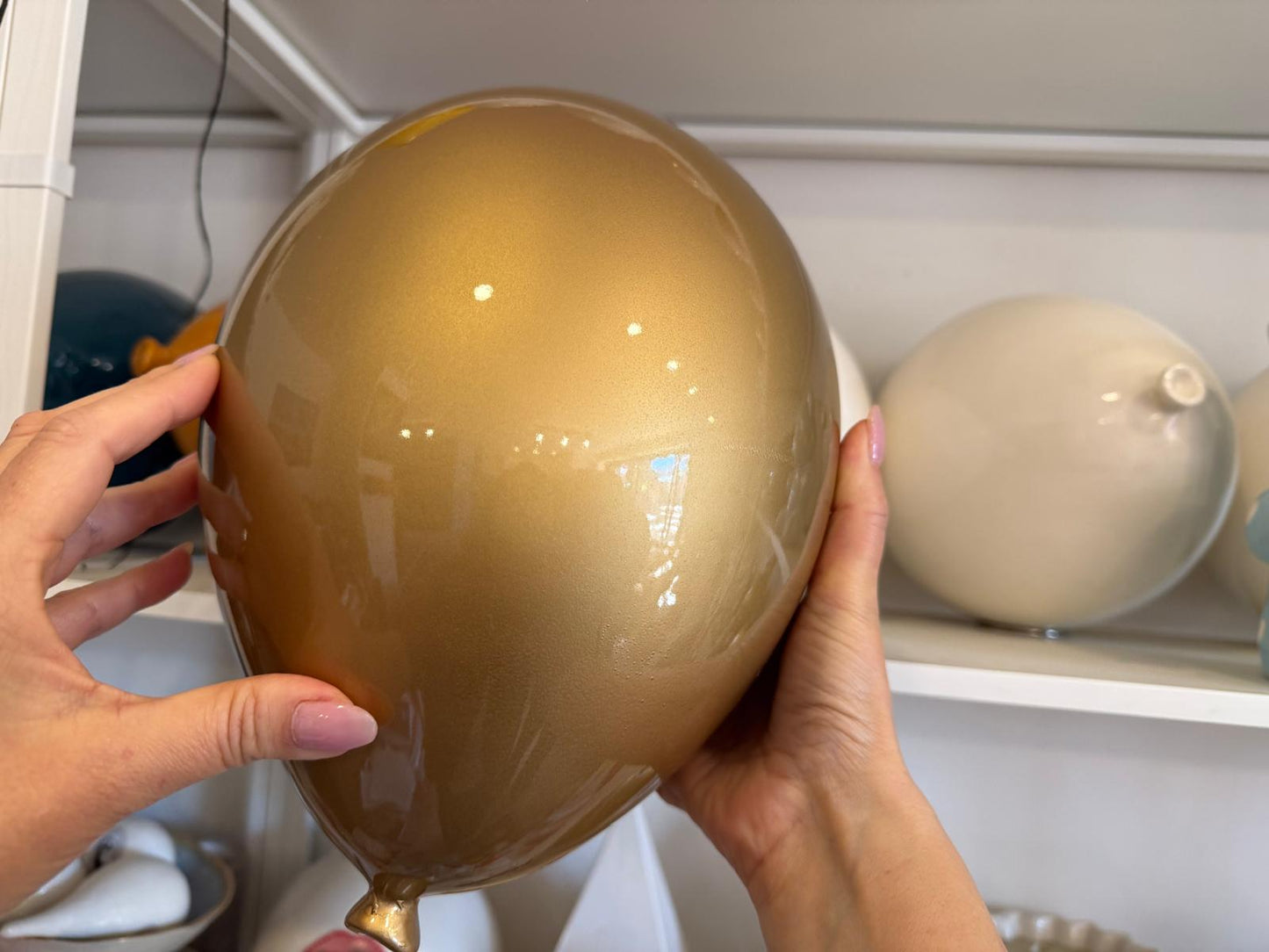Gold Metallic Ceramic Balloon Sculpture