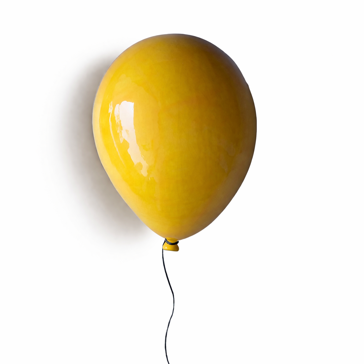 Yellow Glossy Ceramic Balloon Sculpture