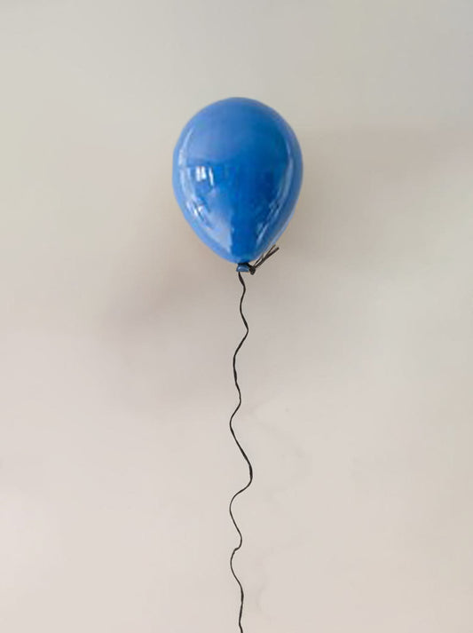 Denim Blue Glossy Ceramic Balloon Sculpture